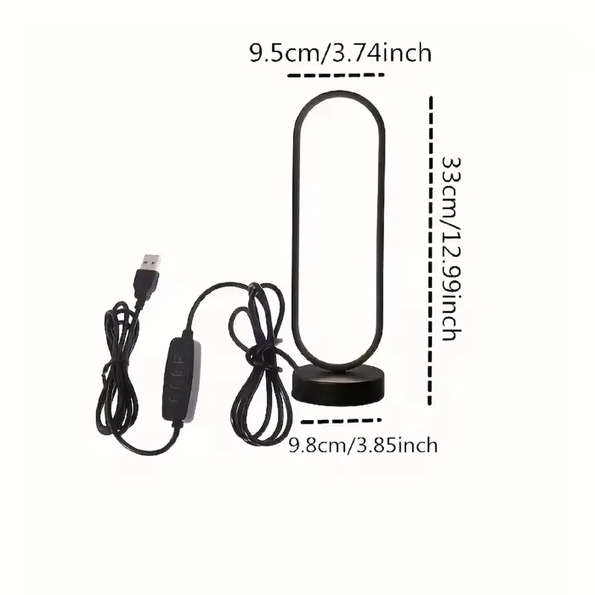Modern Ring LED Table Lamp USB Dimmable Bedside Night Light - Black – image 3