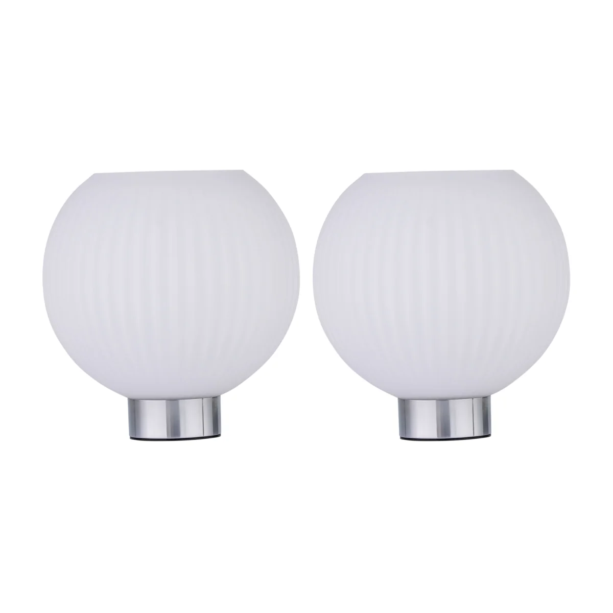 Set Of 2 Betchley Table Lamps - Chromed Plastic And White Ribbed Glass – image 1