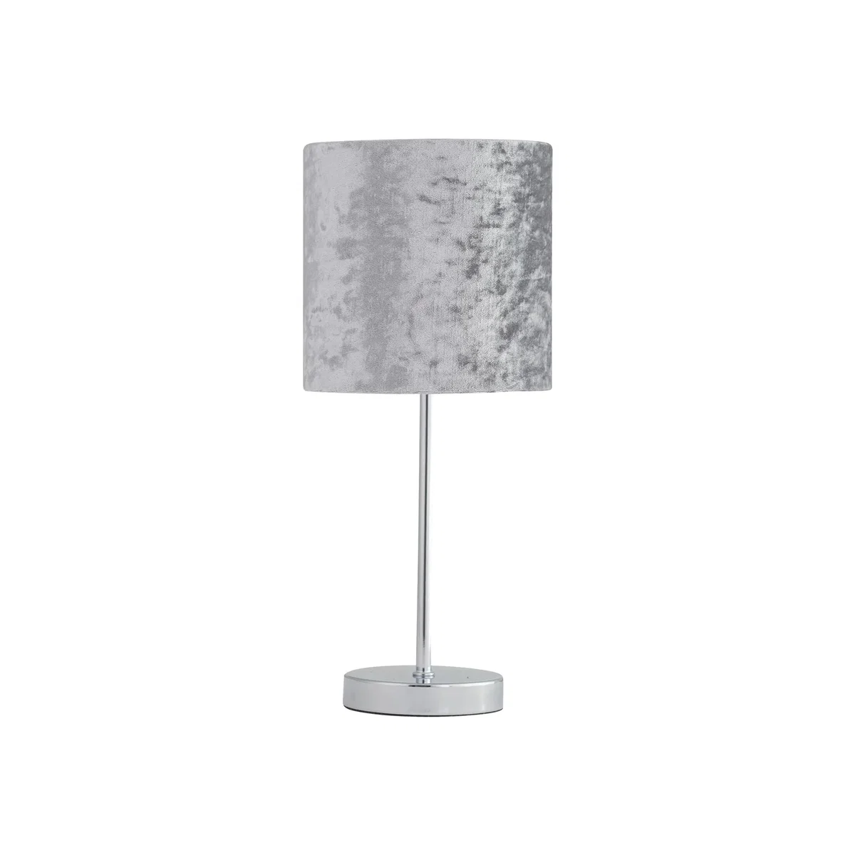 Chrome Touch Operated Table Lamp With Grey Crushed Velvet Shade - Chrome & Grey – image 1