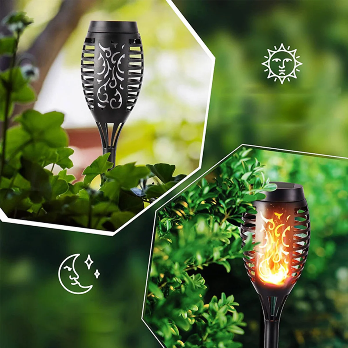 Solar Garden Lights Outdoor Waterproof LED Pathway Lawn Stake Lights - Black – image 3