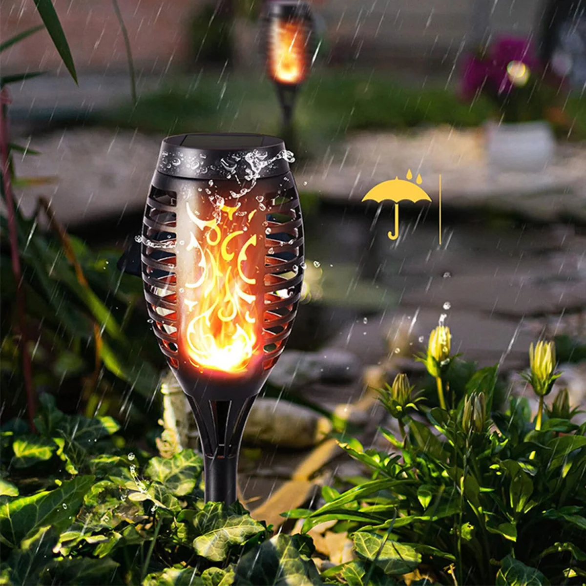 Solar Garden Lights Outdoor Waterproof LED Pathway Lawn Stake Lights - Black – image 4