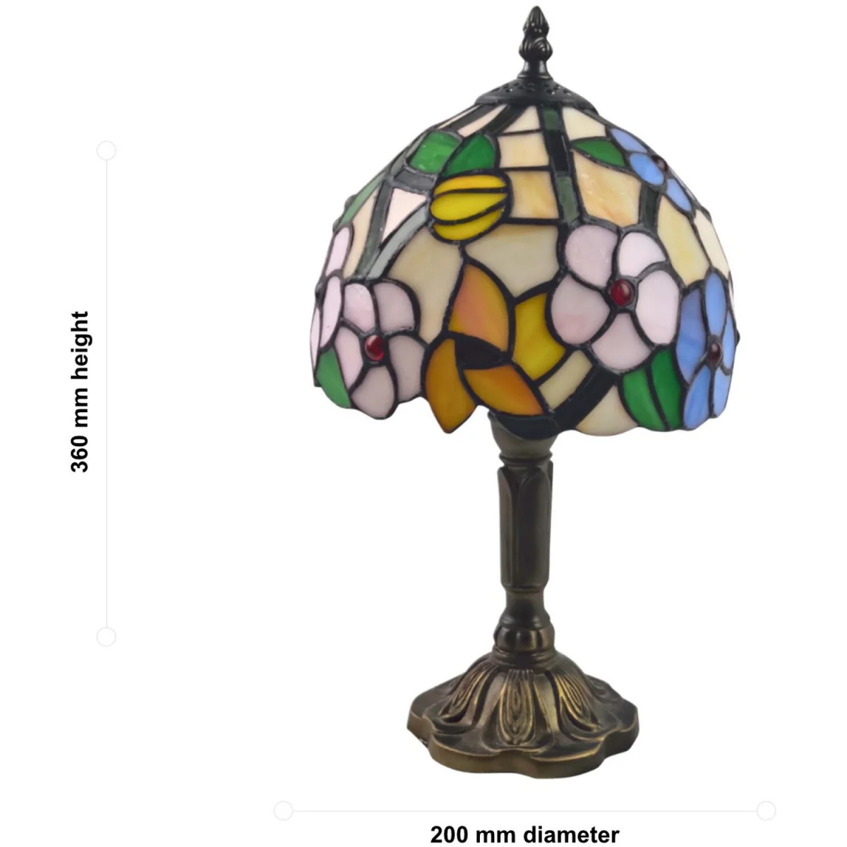 Stanley Table Lamp With Shade - Antique Brass And Tiffany Decorated Glass – image 5