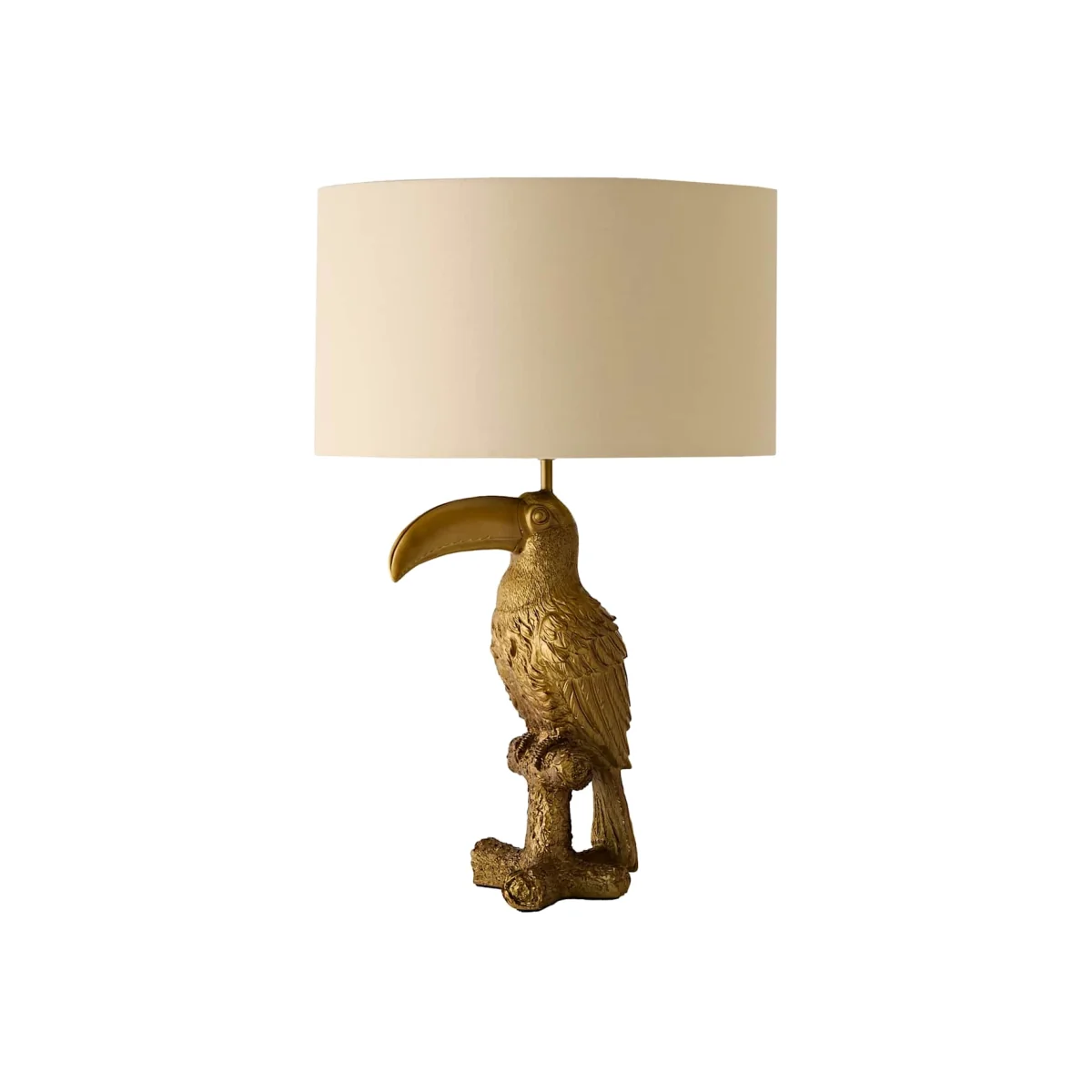 Tuki Toucan Brushed Bronze Table Lamp - Beige Gold Shade / Yes - Beige and Gold