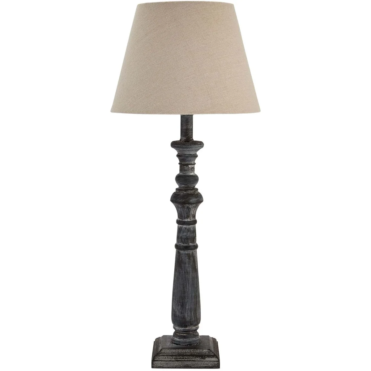 Mossfern Washed Wooden Column Table Lamp with Neutral Linen Shade - Brown – image 3