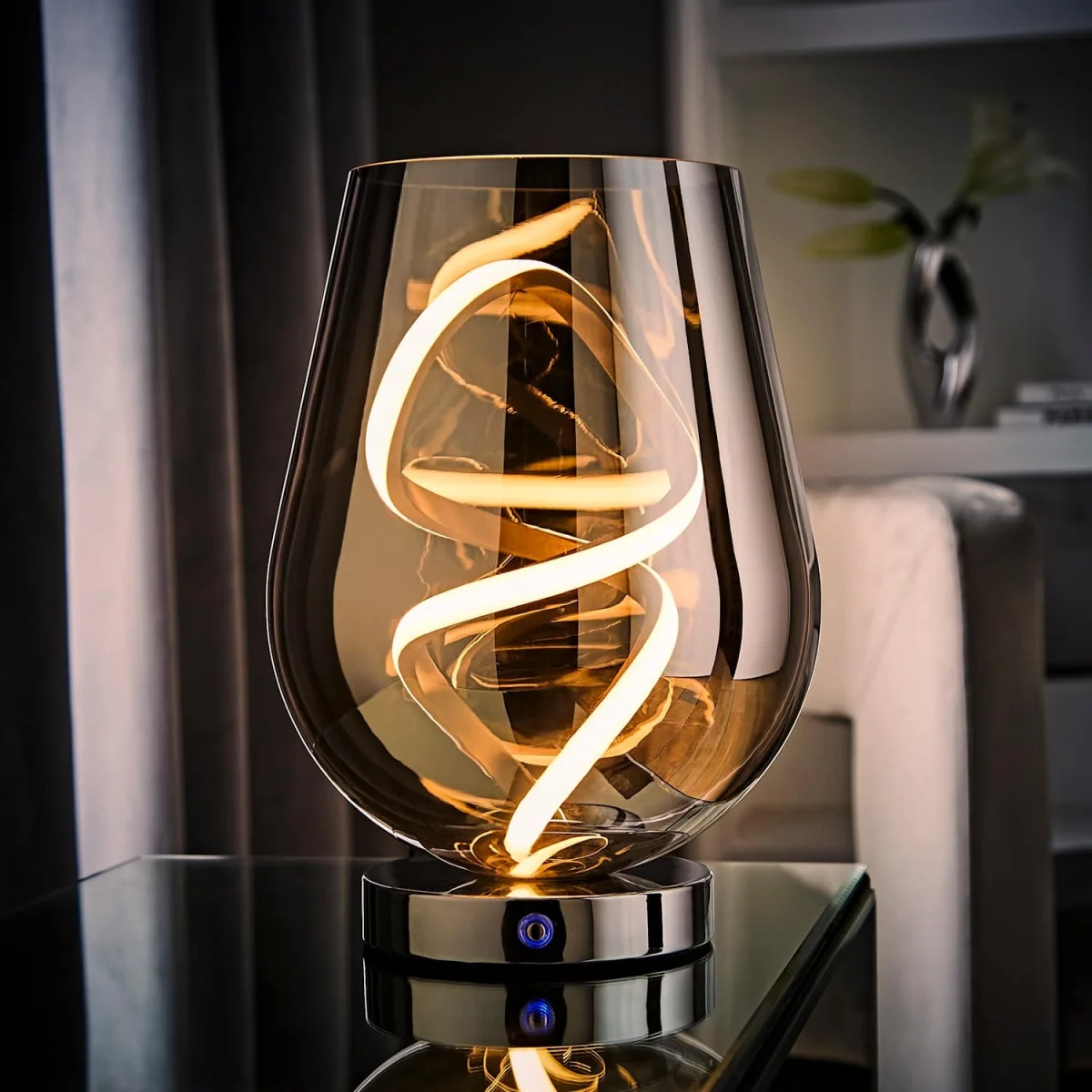 Helix Smoked Glass Integrated LED Table Lamp - Smoked Grey – image 2