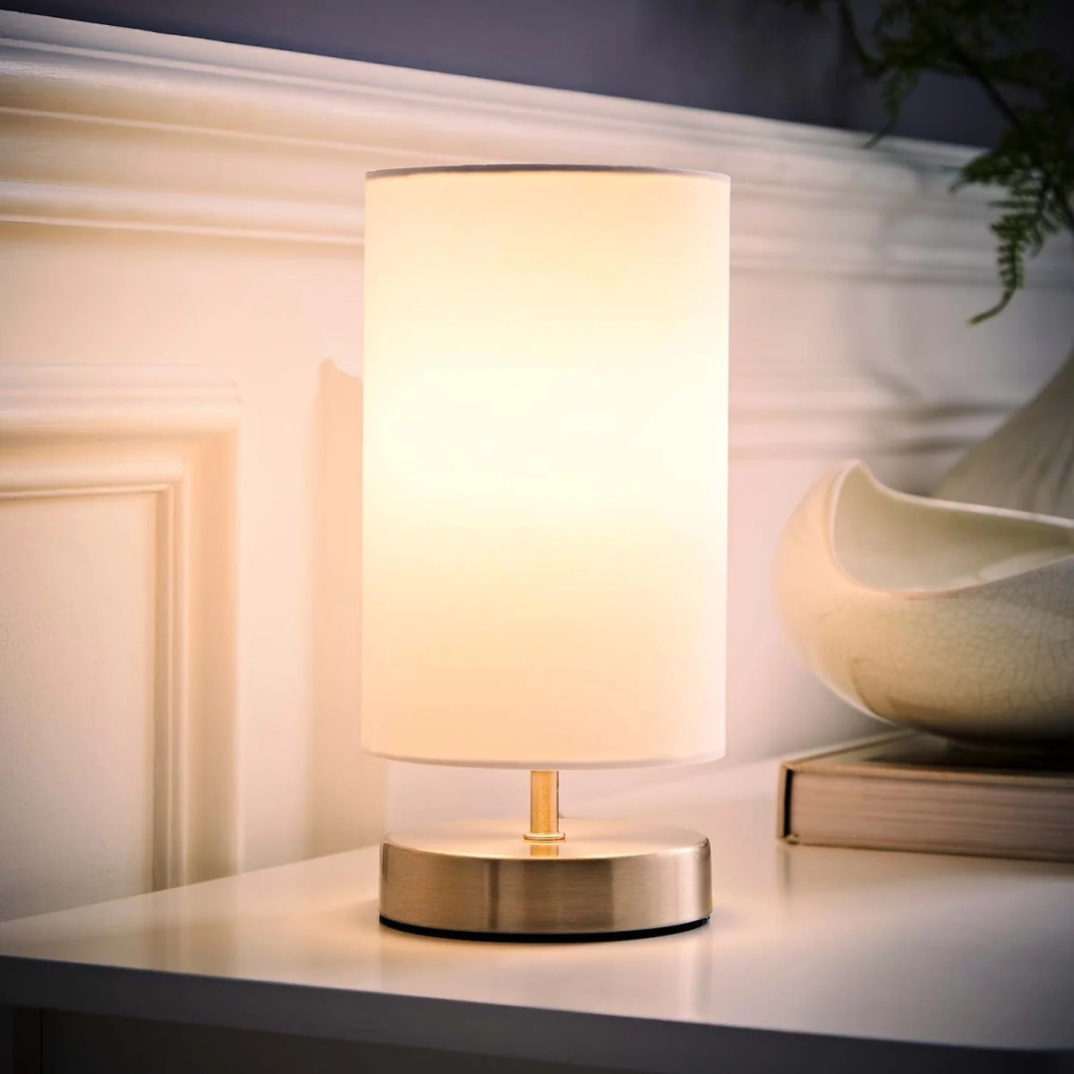 Francis Pair of Brushed Chrome Touch Table Lamps - White – image 4