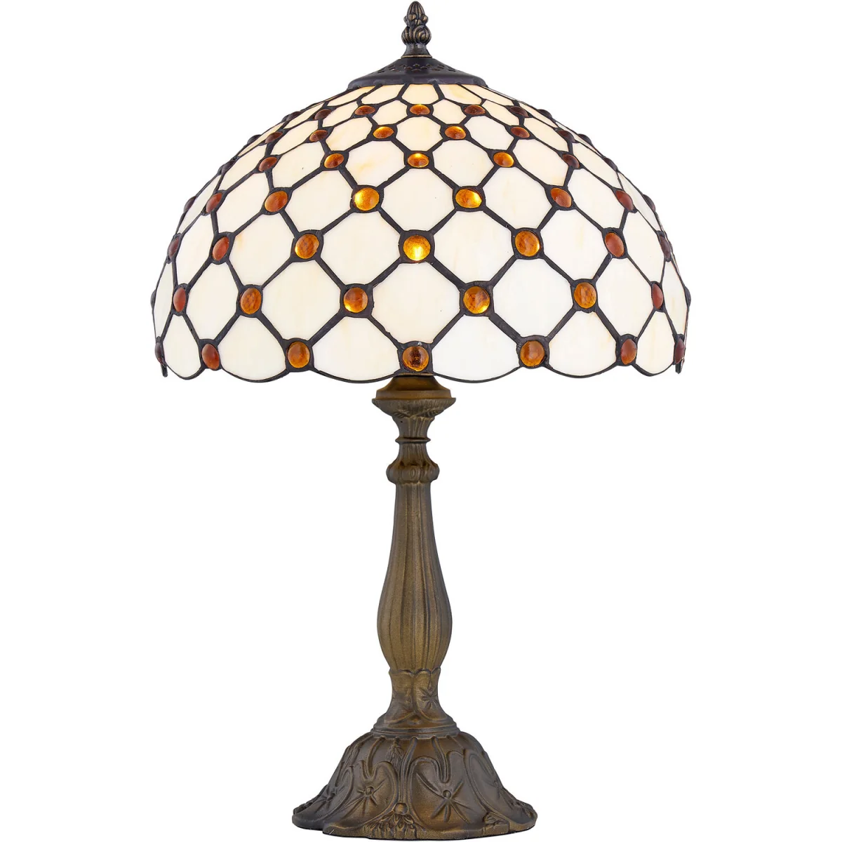 Nicolson Table Lamp With Shade - Antique Brass And Tiffany Decorated Glass – image 3