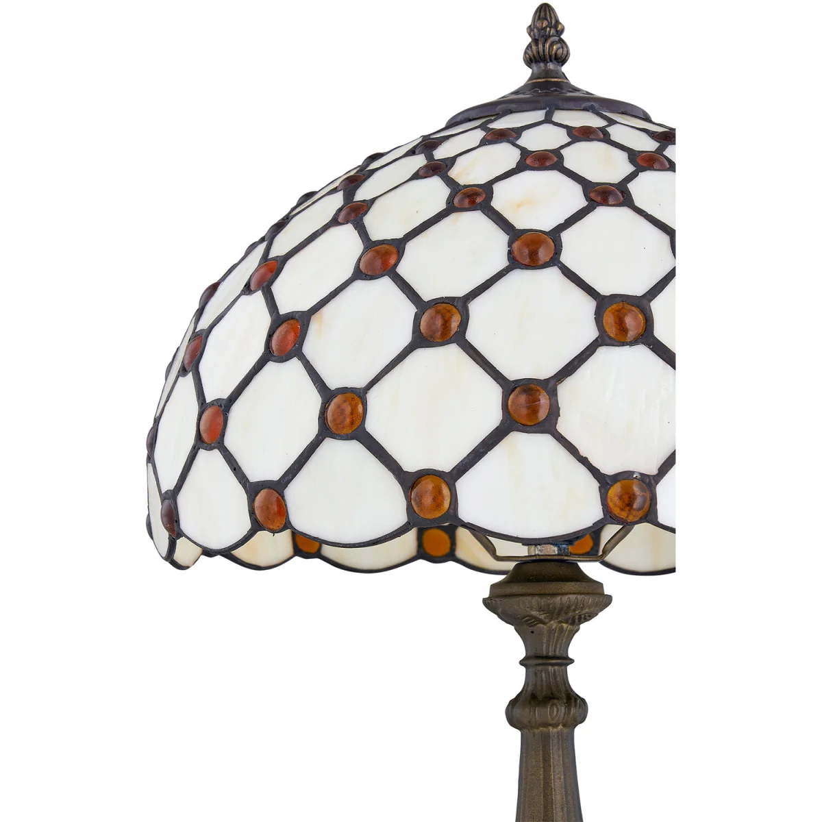 Nicolson Table Lamp With Shade - Antique Brass And Tiffany Decorated Glass – image 4