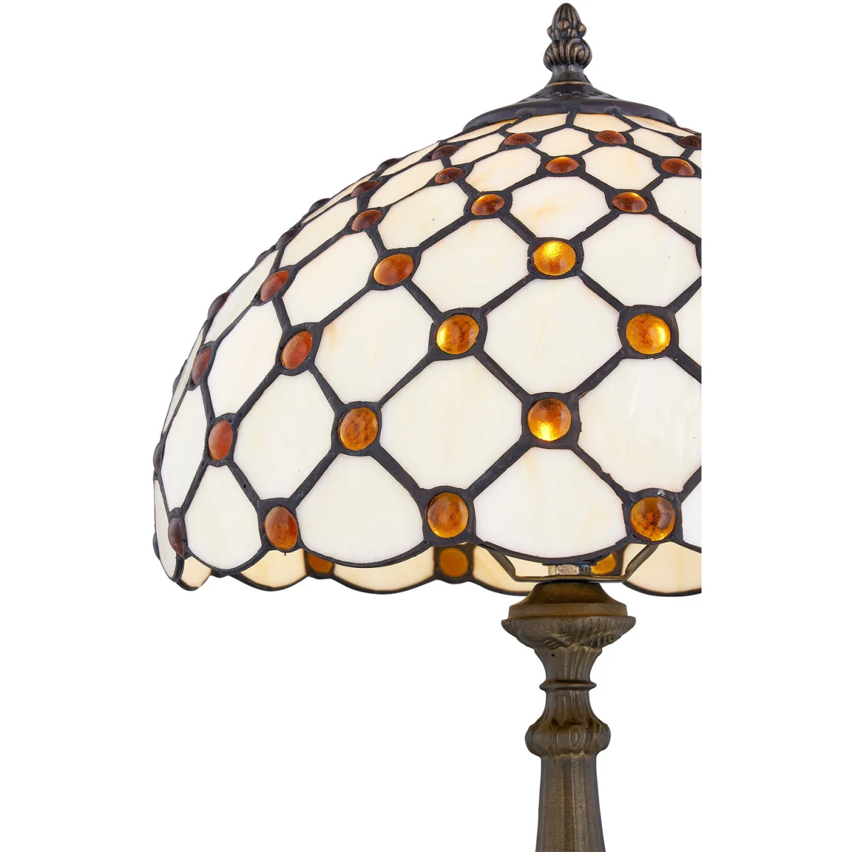 Nicolson Table Lamp With Shade - Antique Brass And Tiffany Decorated Glass – image 5