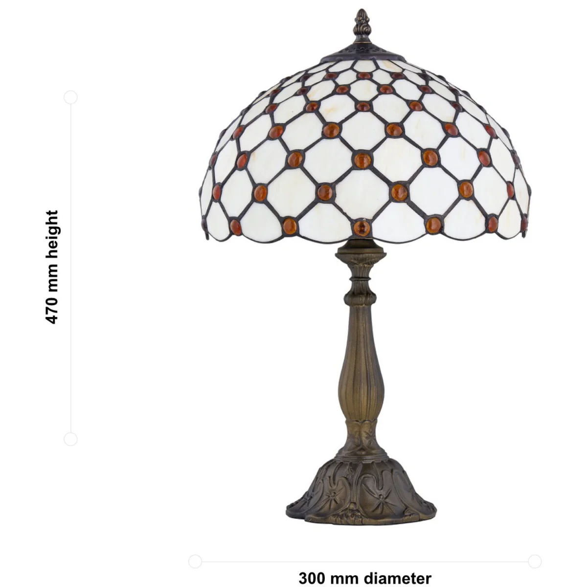 Nicolson Table Lamp With Shade - Antique Brass And Tiffany Decorated Glass – image 7