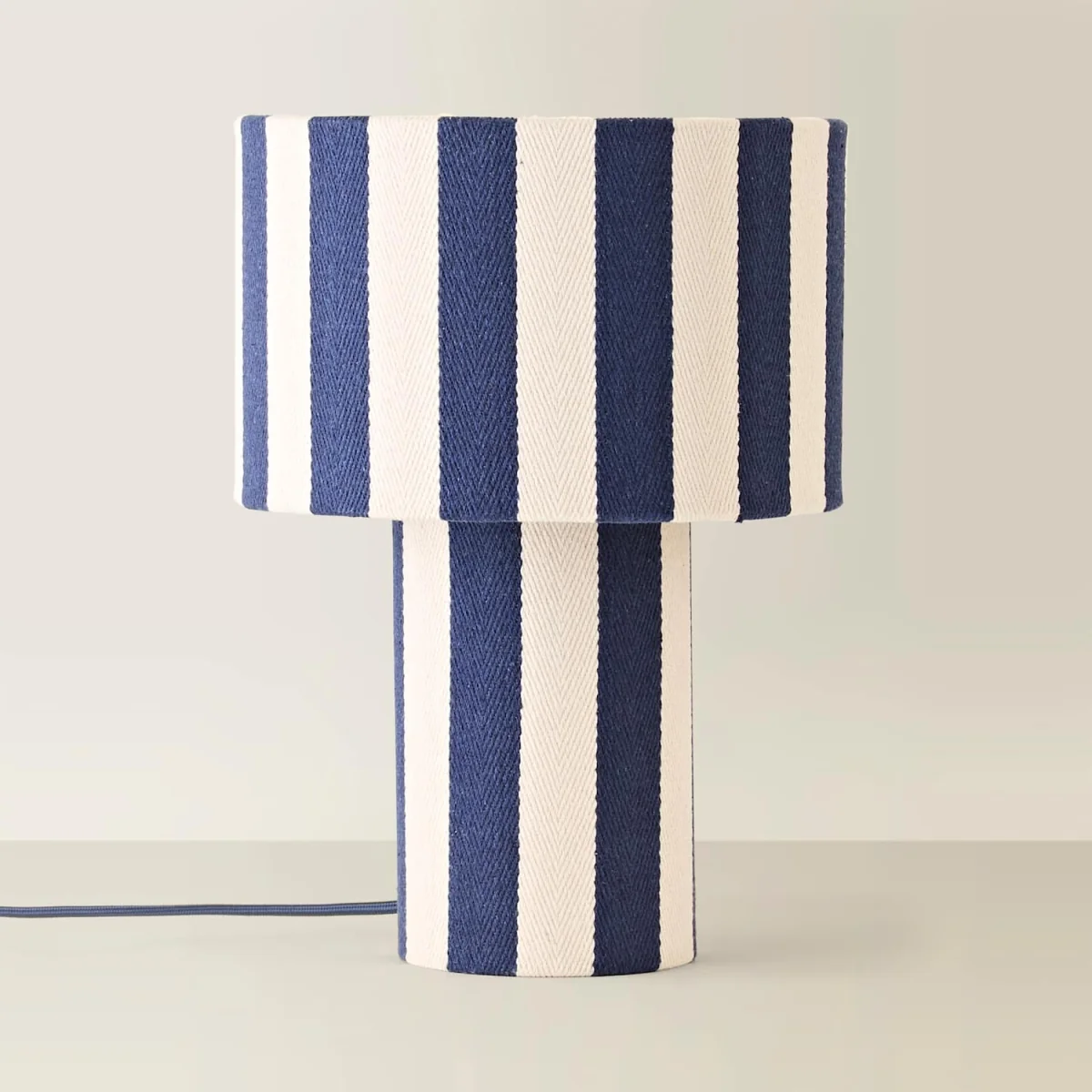 Florence Navy Pinstripe Linen Table Lamp - Navy Blue – image 4
