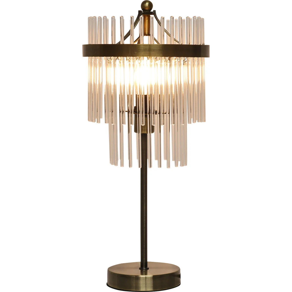 Georgia Table Lamp With Shade - Antique Brass Plate And Clear Rod Glass – image 3