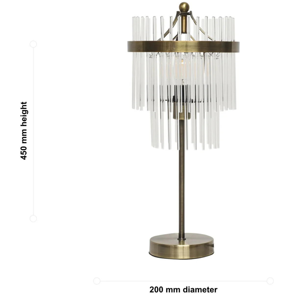 Georgia Table Lamp With Shade - Antique Brass Plate And Clear Rod Glass – image 5