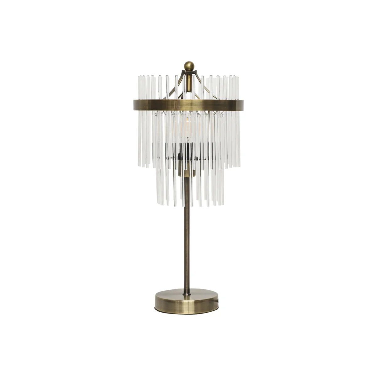 Georgia Table Lamp With Shade - Antique Brass Plate And Clear Rod Glass – image 1