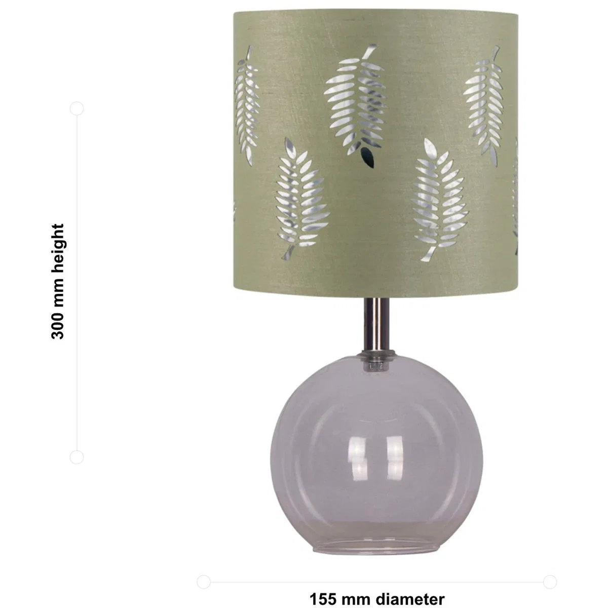 Set Of 2 Buck Clear Glass Globe Lamps With Sage Green Fern - Clear & Sage Green – image 3
