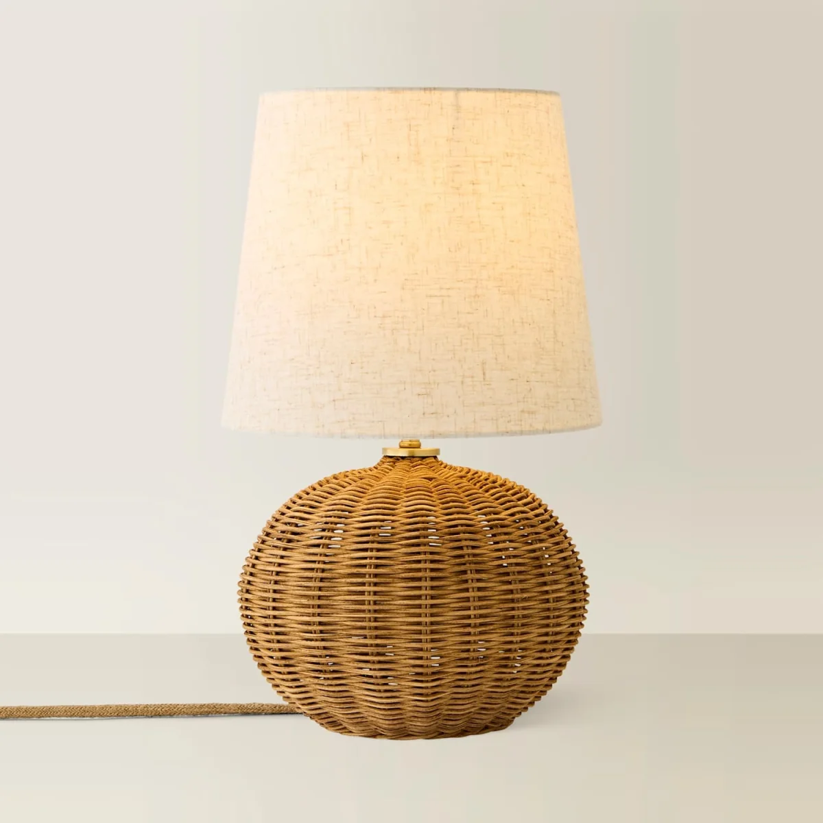 Henrietta Natural Wicker Base with Linen Shade Table Lamp - Brown / No – image 2