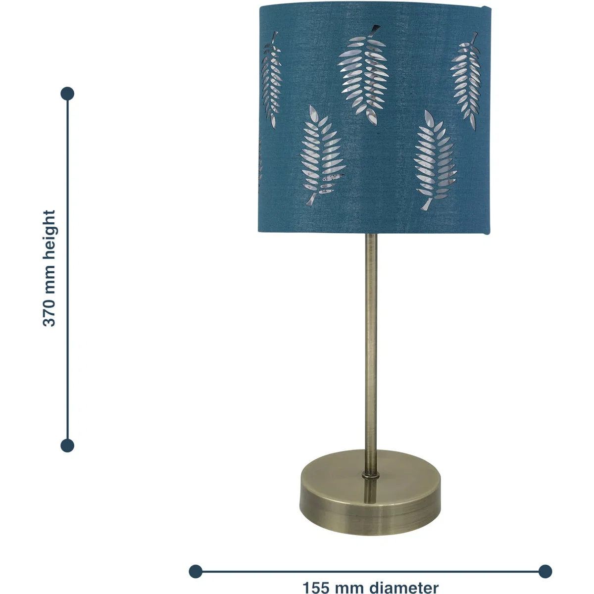 Antique Brass Stick Table Lamp With Teal Fern Cut Out Shade - Antique Brass & Teal – image 7