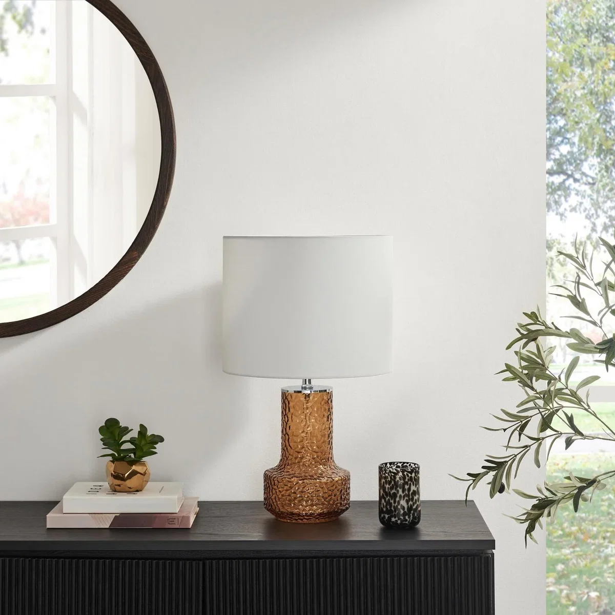 Amber Orange Glass Table Lamp - Orange – image 1