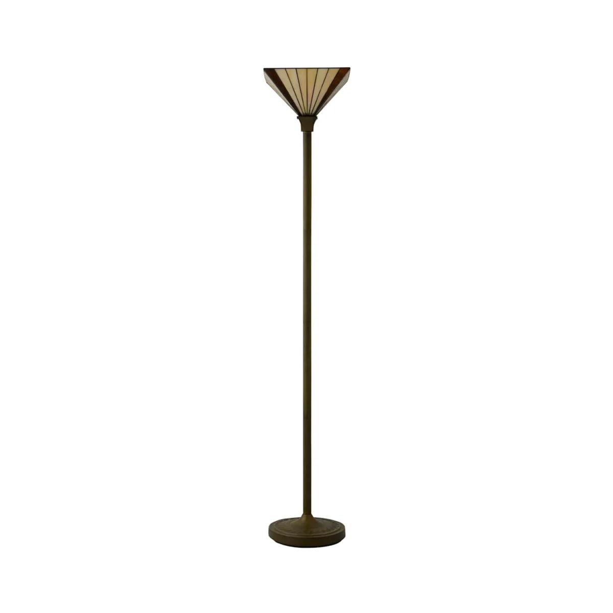 Tiffany Stained Glass Antique Brass Uplighter Floor Lamp - Bronze / Yes - Bronze – image 2