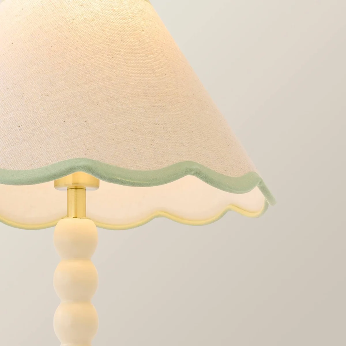 Bobbin Cream Table Lamp with Trim Scallop Shade - Sage Green / 12.5cm – image 5