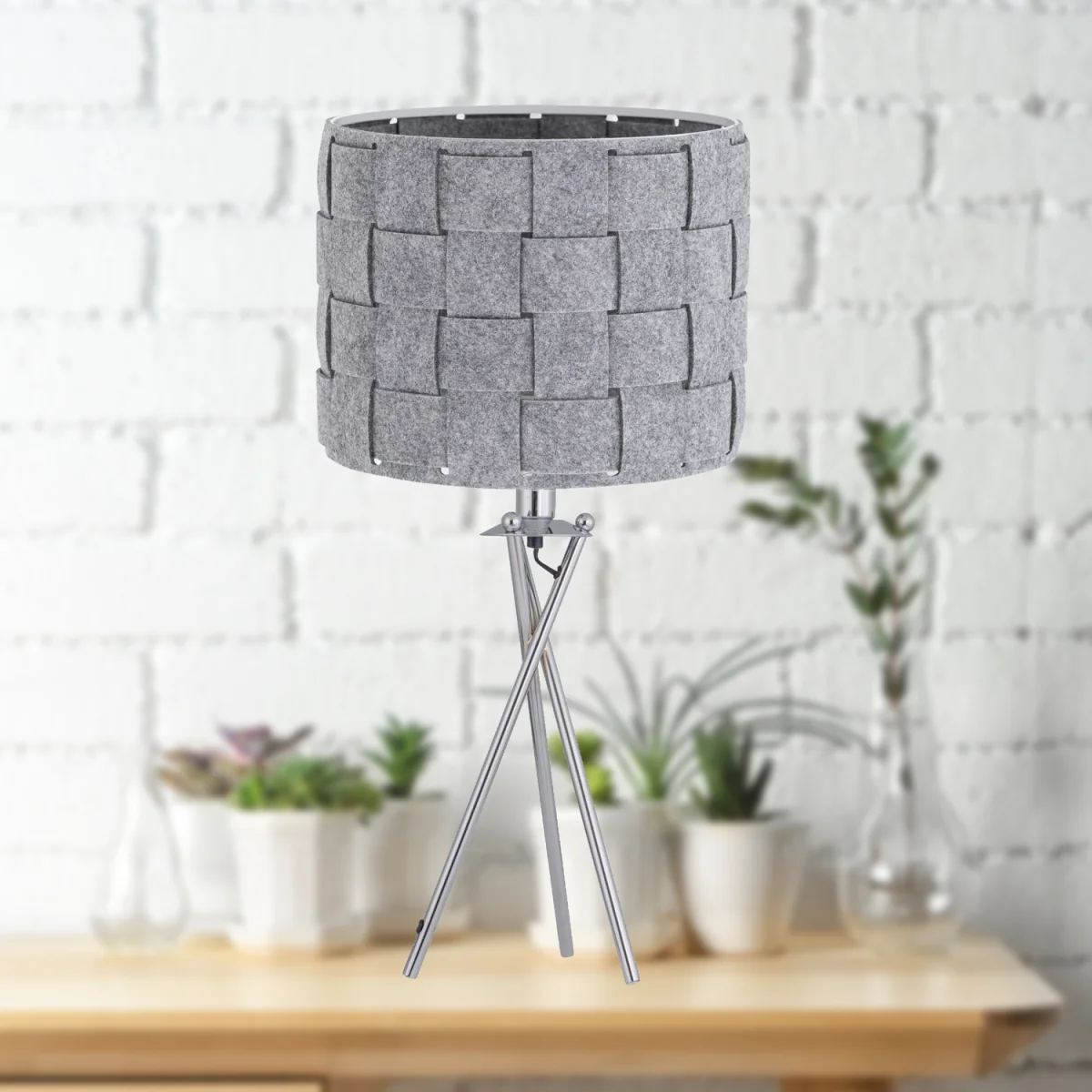 Set Of 2 Warner Table Lamp With Shades - Polished Chrome Plate And Grey Felt – image 4