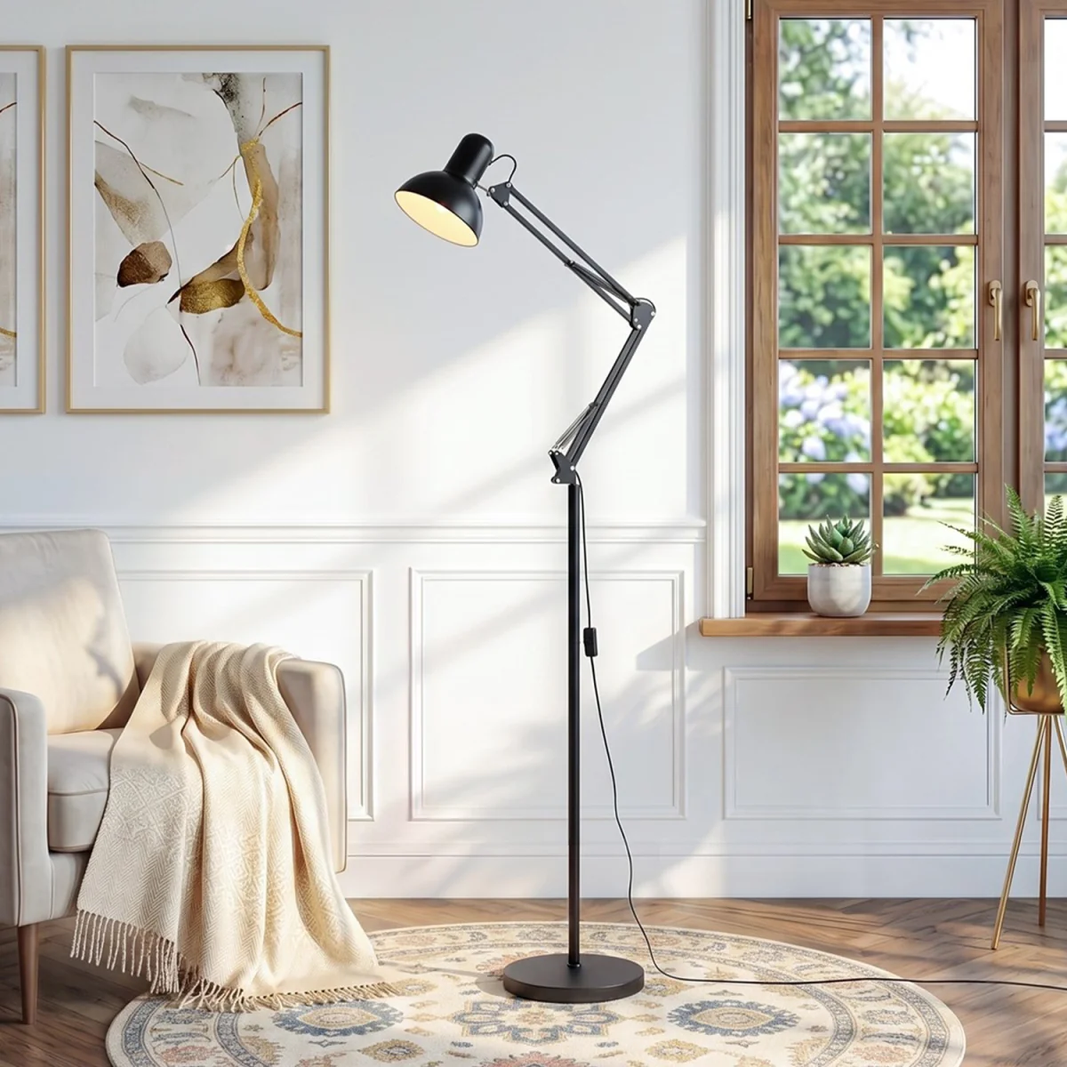 Adjustable Architect Floor Lamp with Swing Arm - Black – image 2
