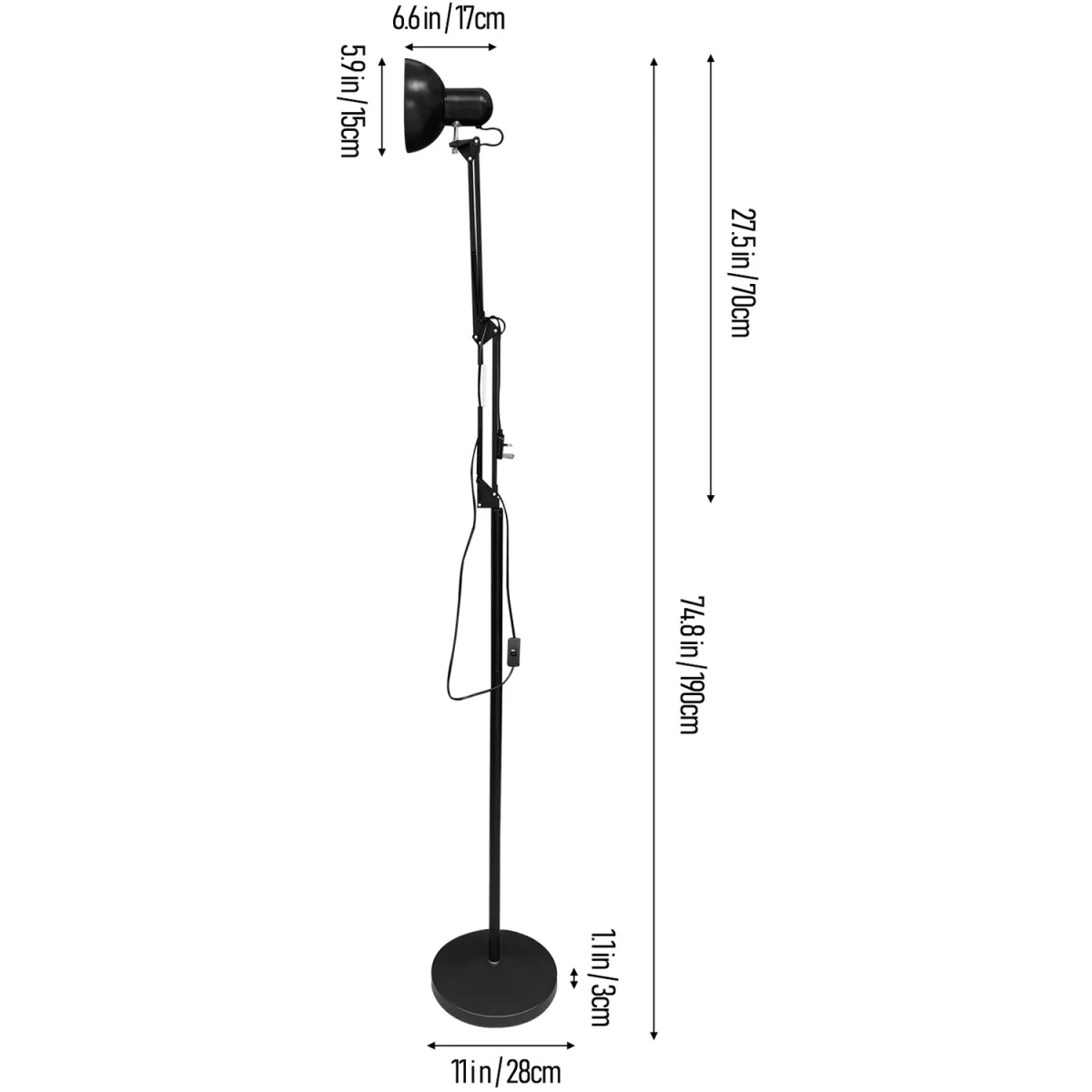 Adjustable Architect Floor Lamp with Swing Arm - Black – image 9