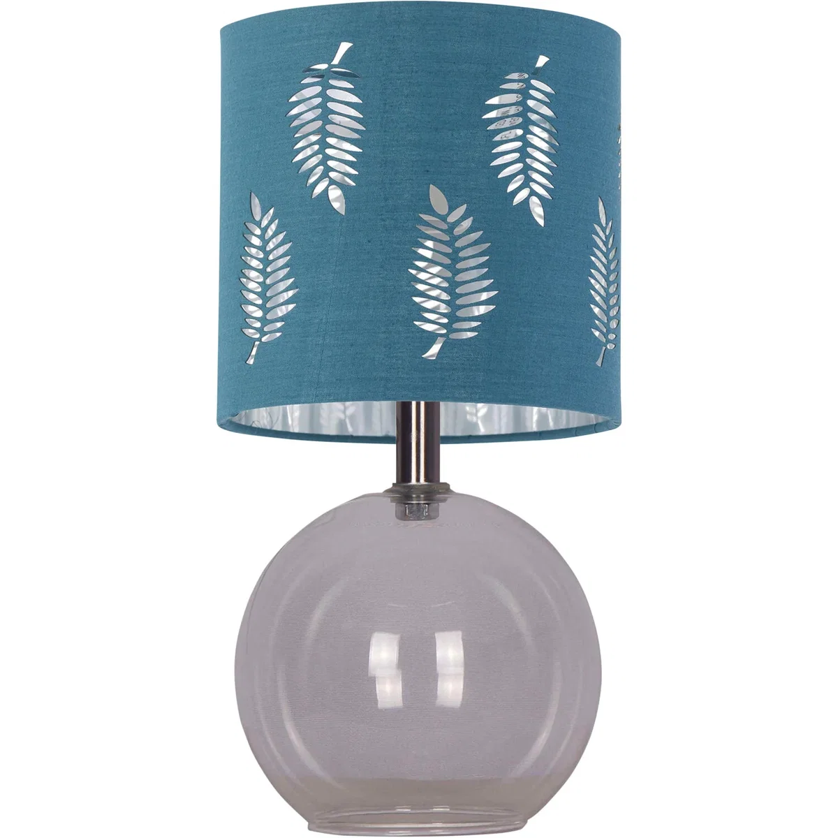 Set Of 2 Buck Clear Glass Table Lamps With Teal Fern Shade - Clear & Teal – image 2