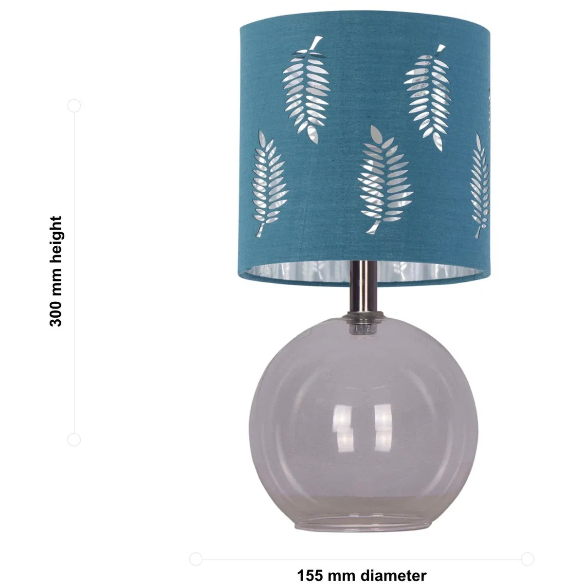 Set Of 2 Buck Clear Glass Table Lamps With Teal Fern Shade - Clear & Teal – image 3