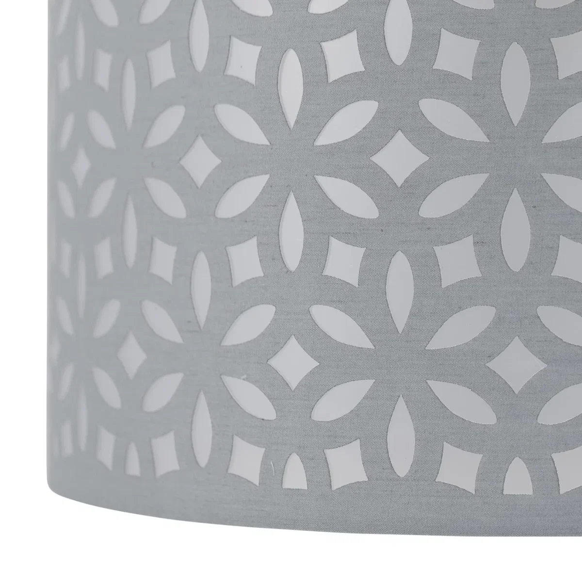 Antique Brass Stick Table Lamp With Grey Laser Cut Shade - Grey Laser Cut Cotton – image 6