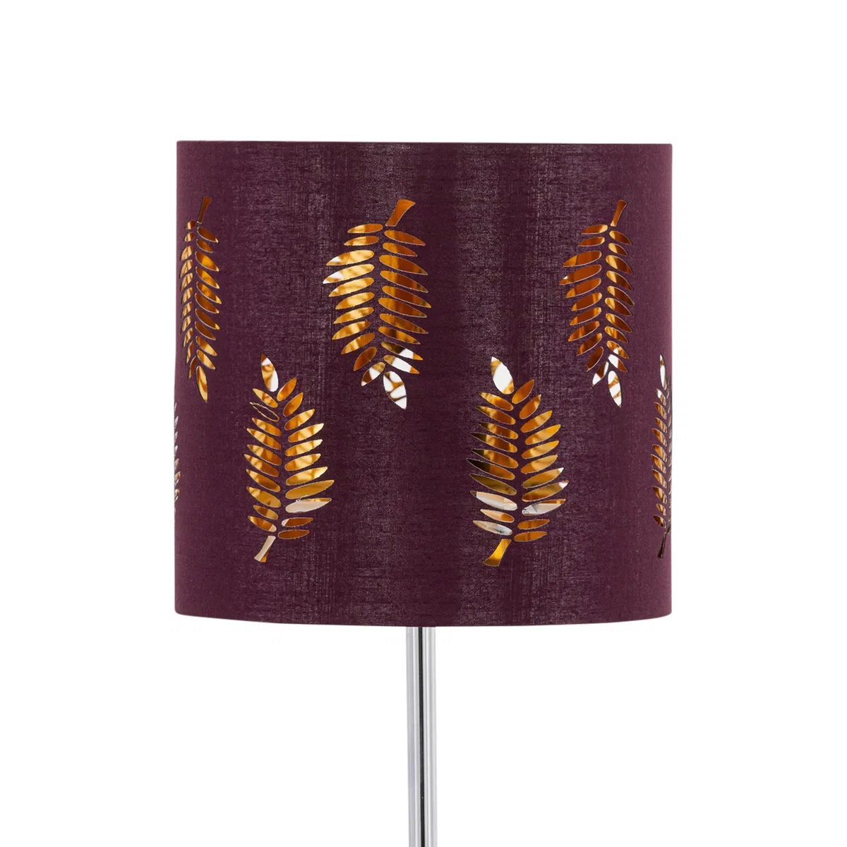 Chrome Stick Table Lamp With Burgundy Fern Cut Out Shade - Chrome & Burgundy – image 2