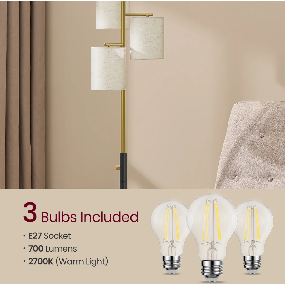 Adjustable Matte Black Floor Lamp, 3-Color LED - Black – image 2