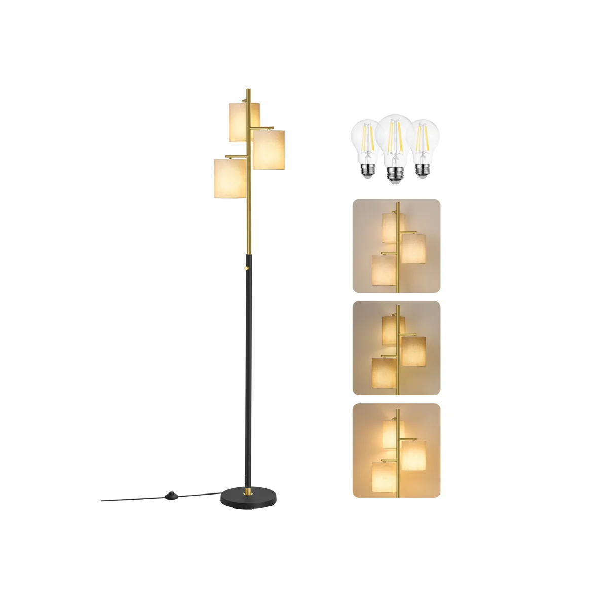 Adjustable Matte Black Floor Lamp, 3-Color LED - Black – image 1