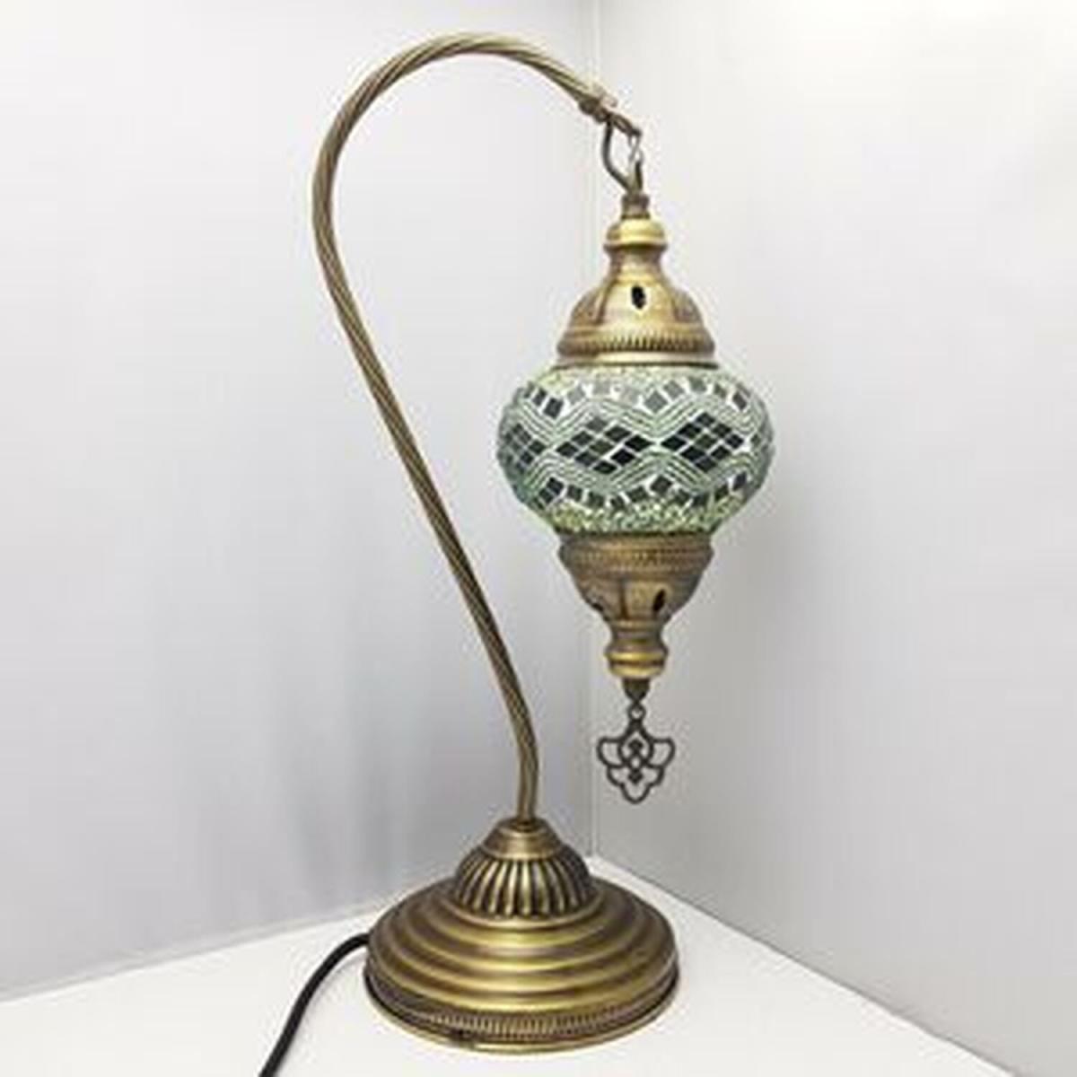 Turkish Moroccan Table Desk Lamp Mosaic Glass - Green – image 2