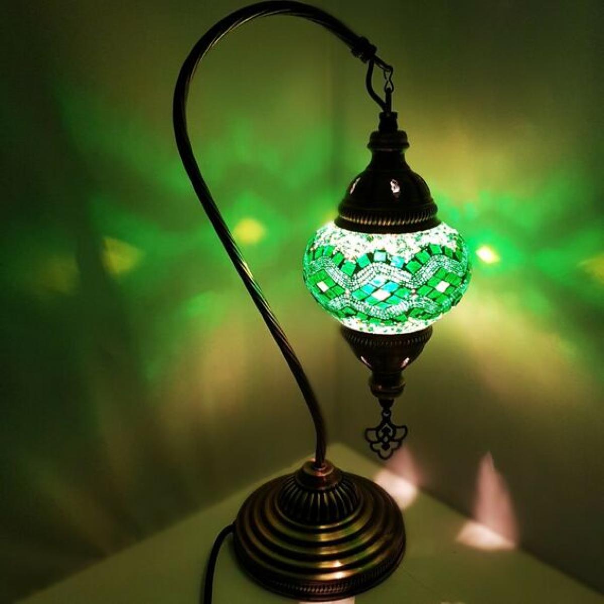 Turkish Moroccan Table Desk Lamp Mosaic Glass - Green – image 1