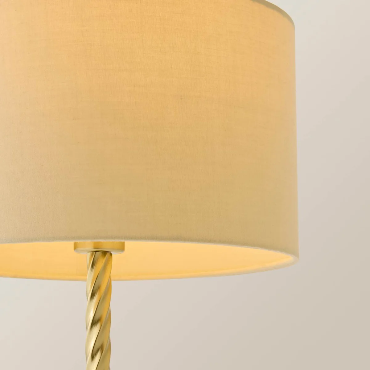 Maura Twisted Gold Metal Table Lamp with Drum Shade - Cream / 25cm – image 6