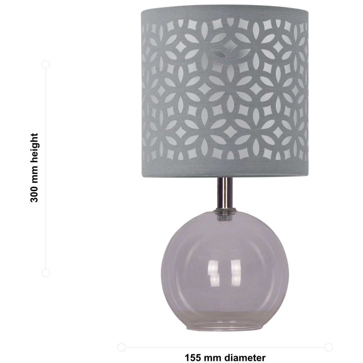 Set Of 2 Buck Clear Glass Globe Table Lamps With Grey Cut Outshade - Clear & Grey – image 3