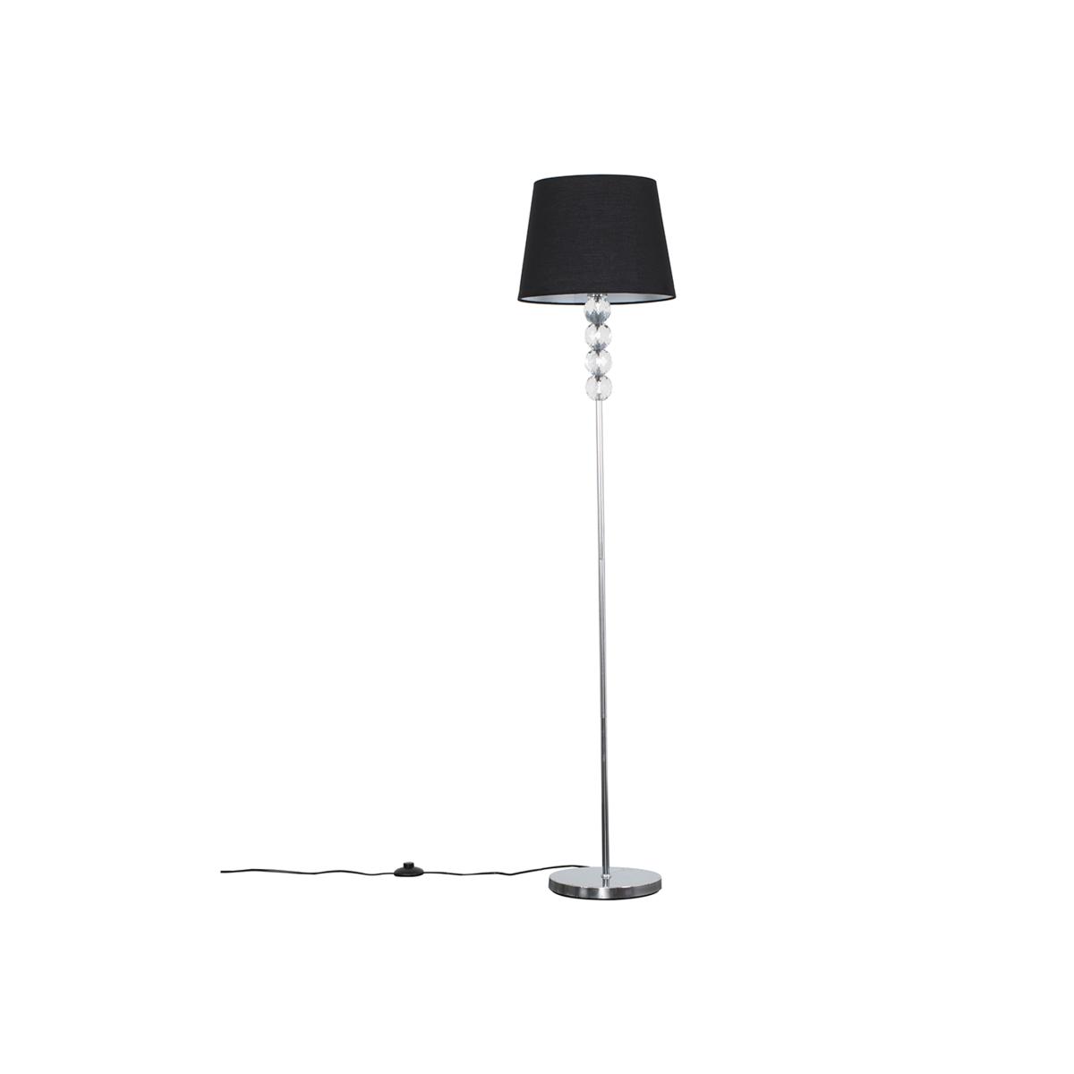 Eleanor Silver Floor Lamp Large Black Tapered Shade - Silver