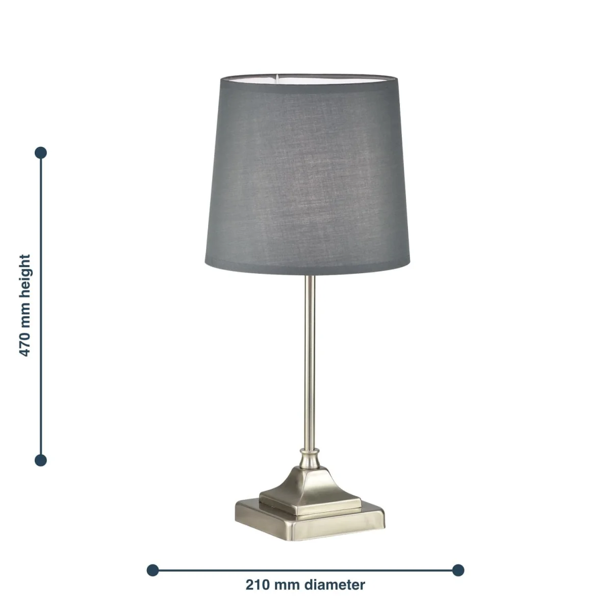 Set Of 2 Aldersley Table Lamp With Shades - Brushed Nickel Plate And Grey Cotton – image 2