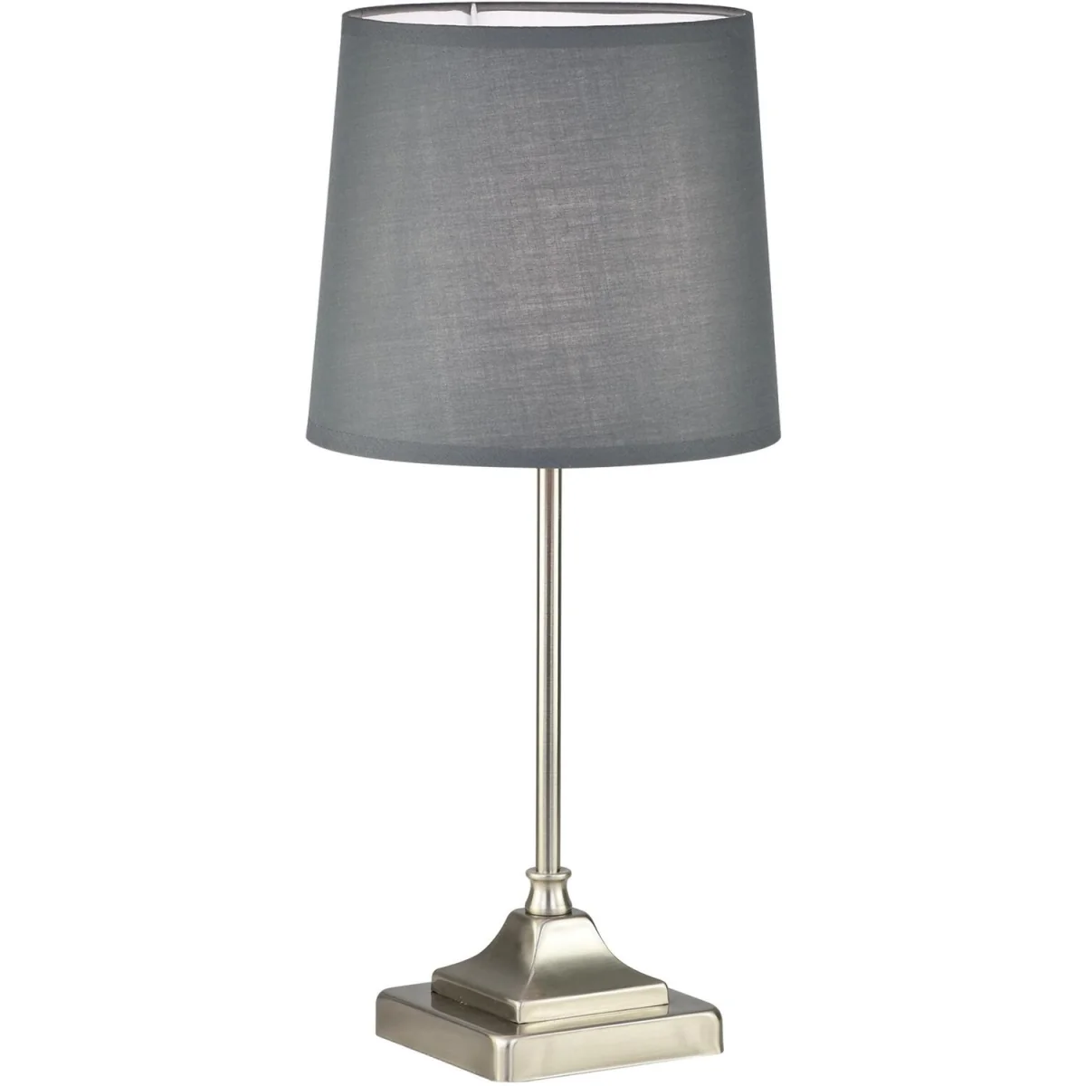 Set Of 2 Aldersley Table Lamp With Shades - Brushed Nickel Plate And Grey Cotton – image 3