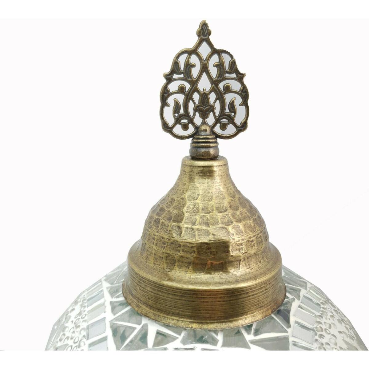 Turkish Moroccan Table Desk Lamp Mosaic Glass CE - Style -34 - White – image 3