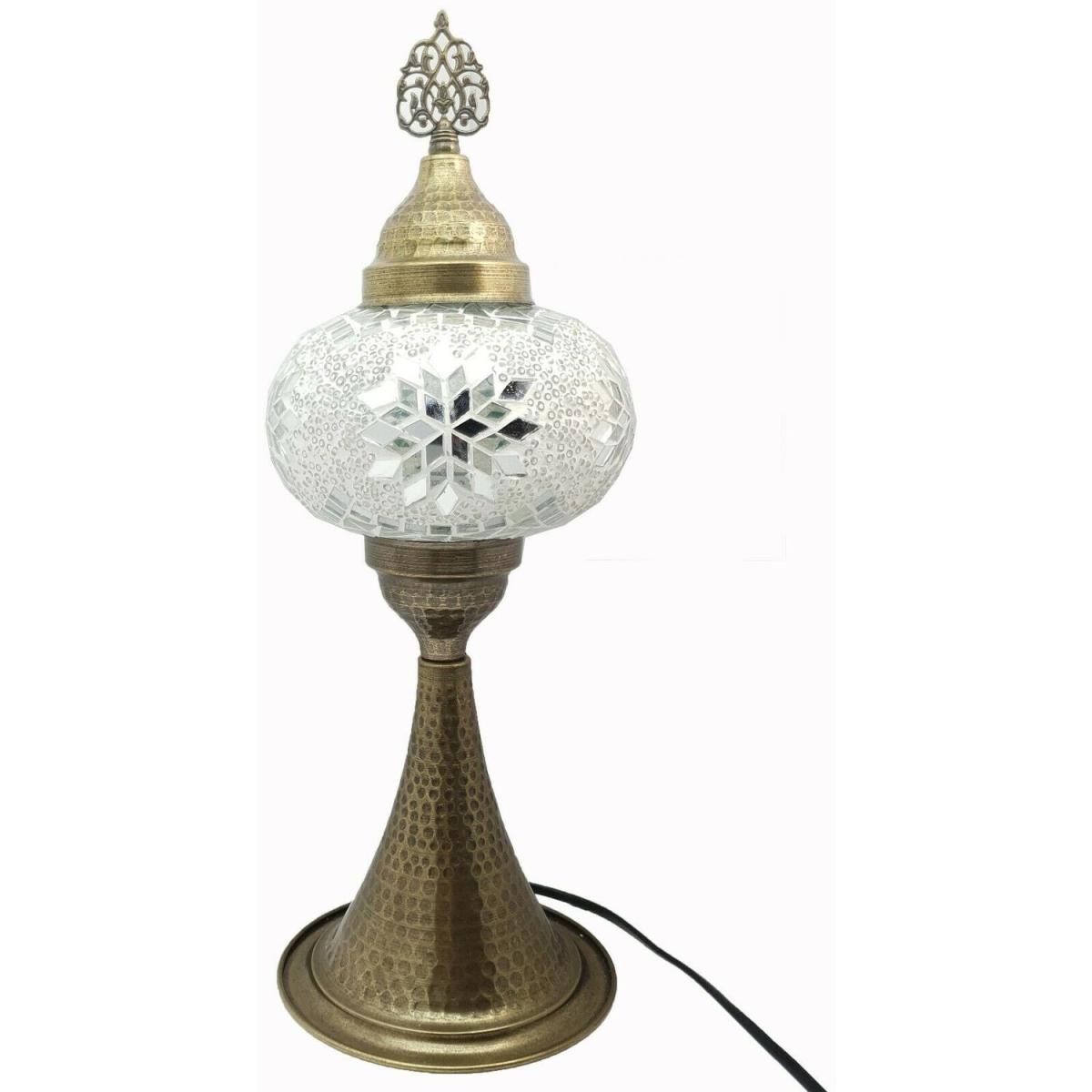Turkish Moroccan Table Desk Lamp Mosaic Glass CE - Style -34 - White – image 4