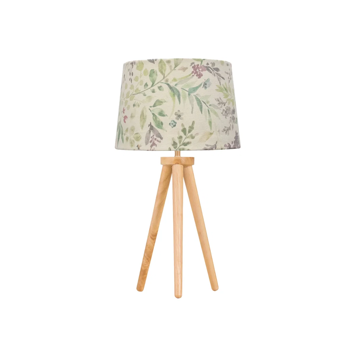 Voyage Light Oak Table Lamp Or Bedside Light With Floral Shade - Light Wood & Floral – image 1