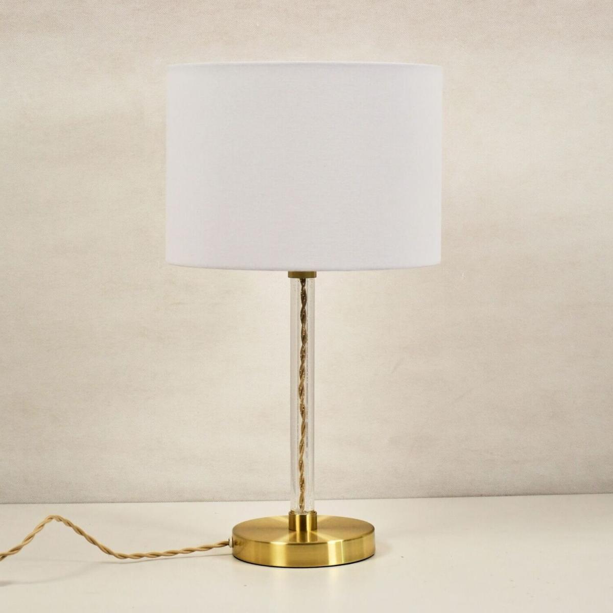 Flo Table Lamp with white lamp shade - Satin Gold