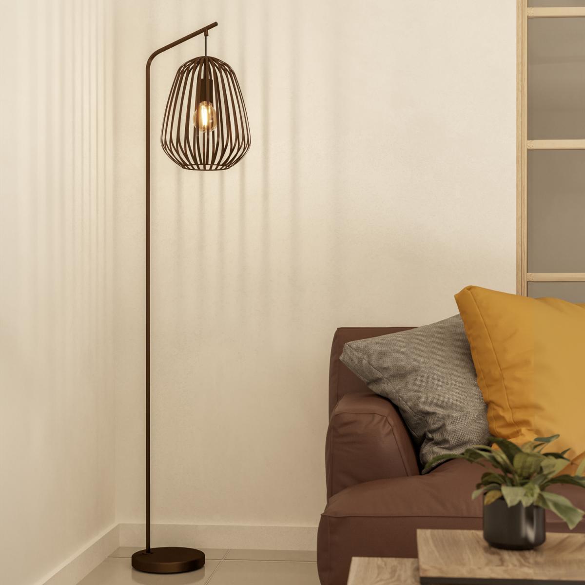 Espinal Steel Caged Style Contemporary Floor Lamp - bronze