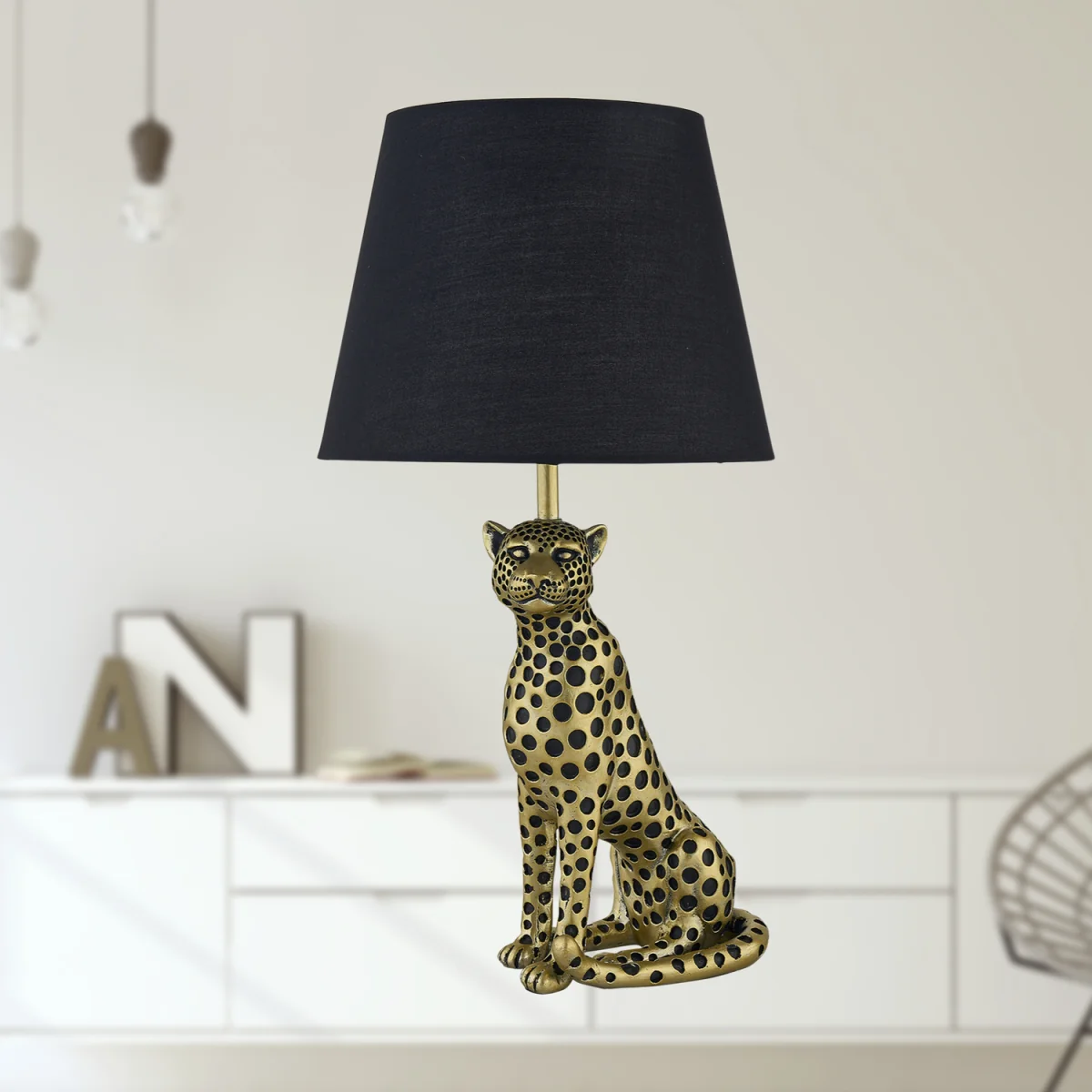 Bella Table Lamp With Shade - Gold Resin And White Cotton – image 2