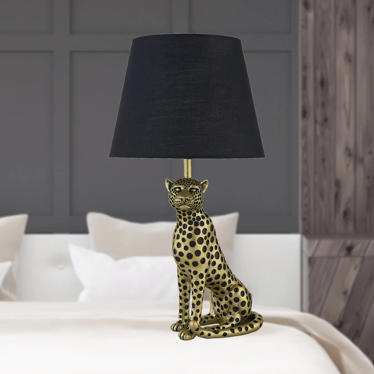 Bella Table Lamp With Shade - Gold Resin And White Cotton – image 6