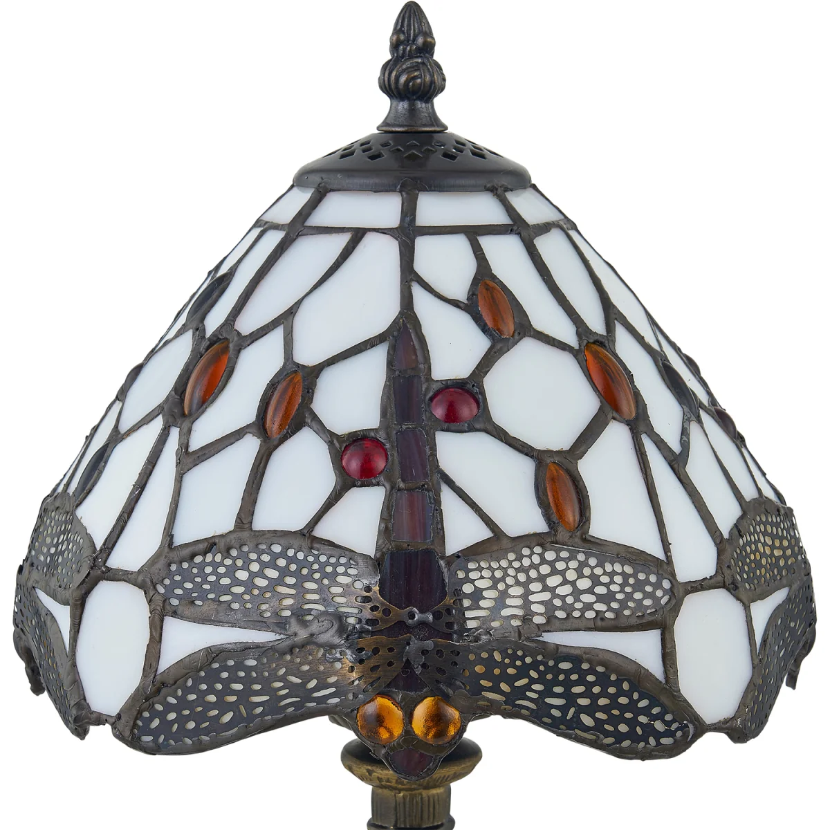 Basil Table Lamp With Shade - Antique Brass And Tiffany Decorated Glass – image 3