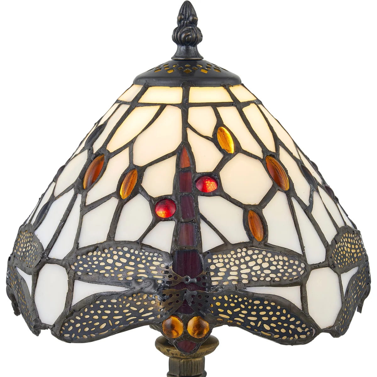 Basil Table Lamp With Shade - Antique Brass And Tiffany Decorated Glass – image 4
