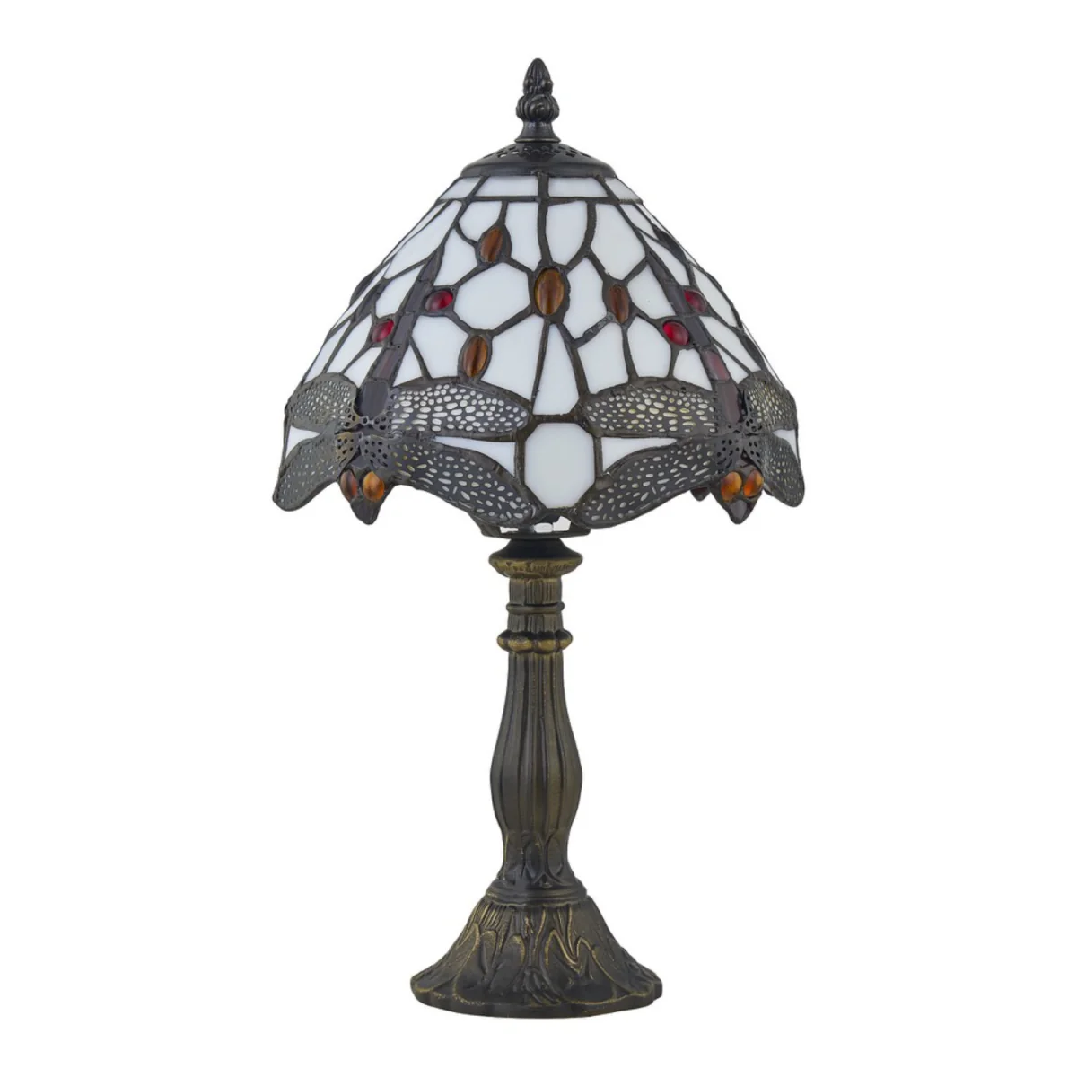 Basil Table Lamp With Shade - Antique Brass And Tiffany Decorated Glass – image 5